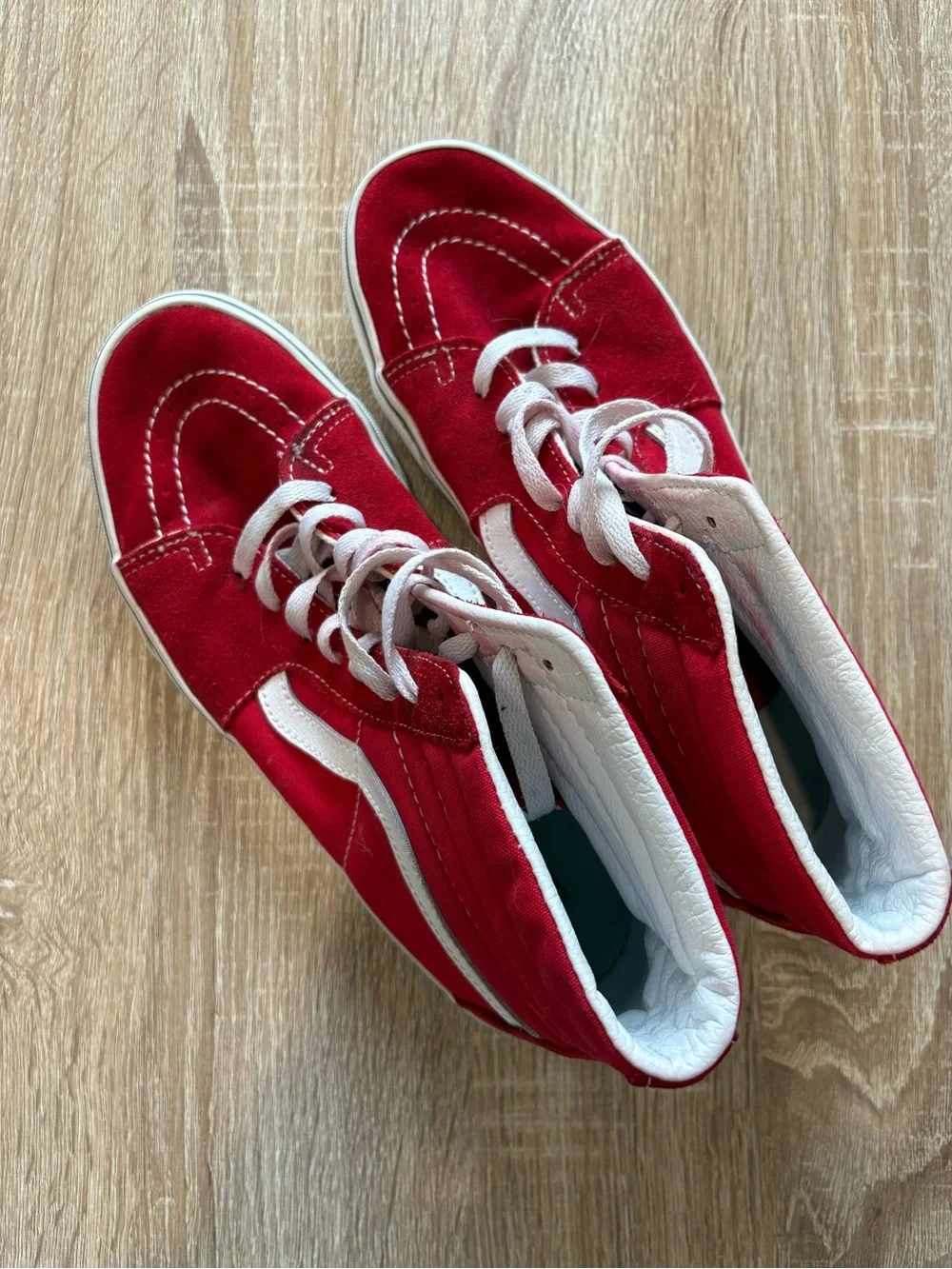 Vans Red High-Top Skate Sneakers with White Accents